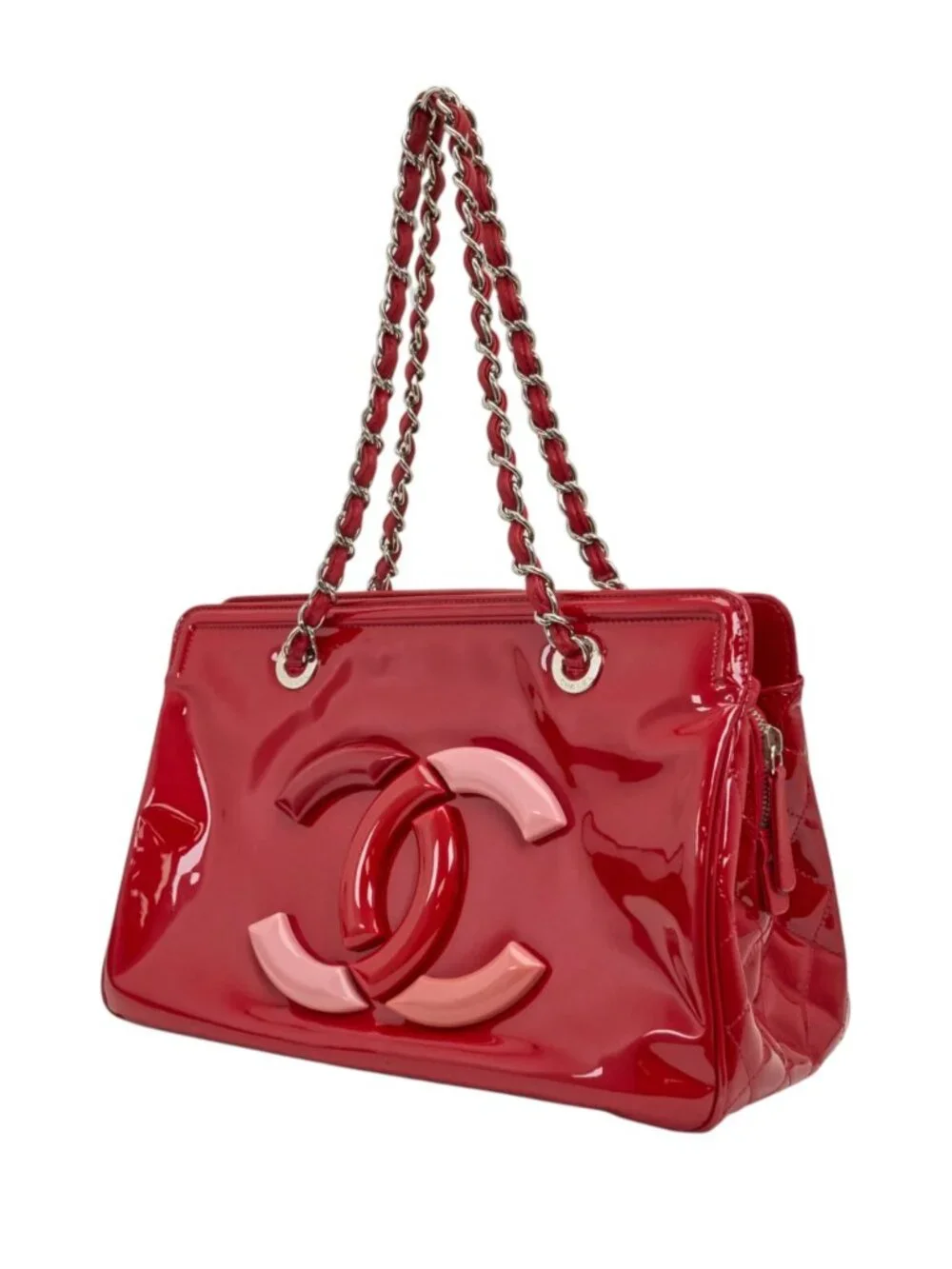 Chanel 10C Collection Red Patent Shopping Tote Bag